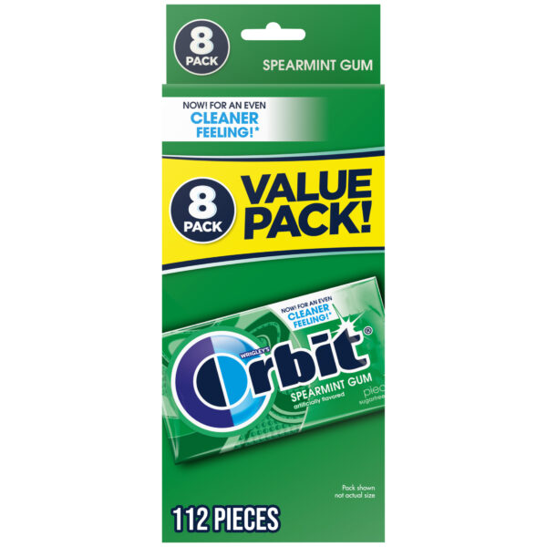Orbit Spearmint Sugar Free Chewing Gum Bulk Pack- 14 Piece (Pack of 8)
